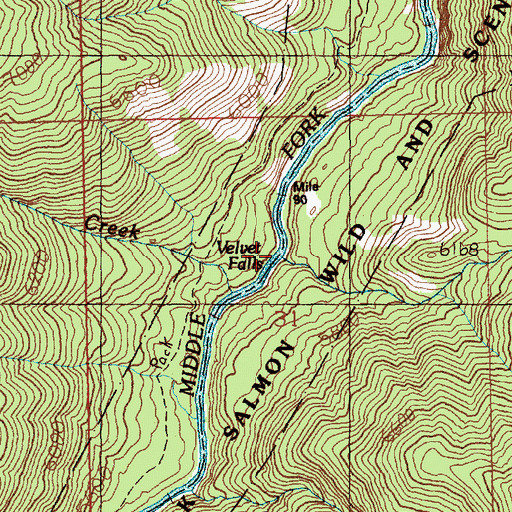 Topographic Map of Velvet Creek, ID