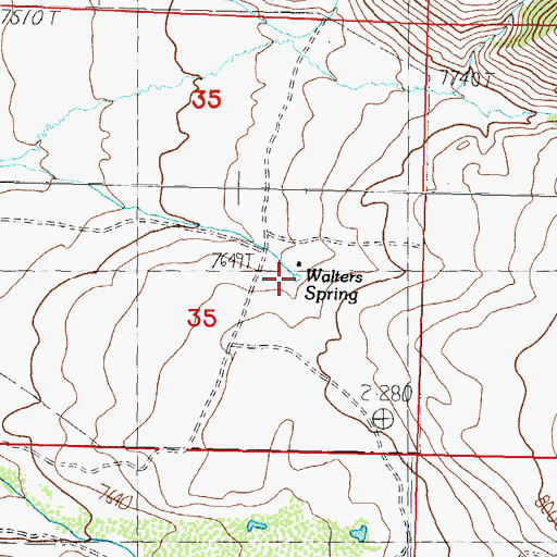 Topographic Map of Walters Spring, ID