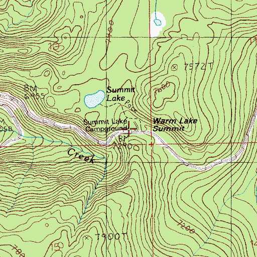 Topographic Map of Warm Lake Summit, ID