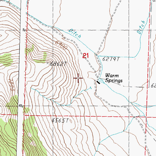 Topographic Map of Warm Springs, ID