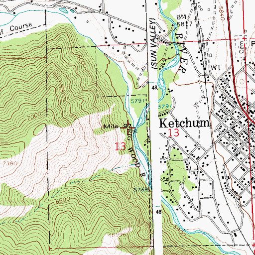 Topographic Map of Warm Springs Creek, ID