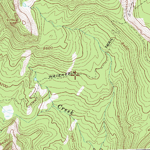 Topographic Map of Waterfall Trail, ID