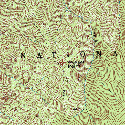 Topographic Map of Weasel Point, ID