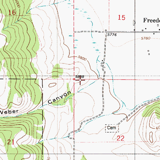 Topographic Map of Weber Canyon, ID