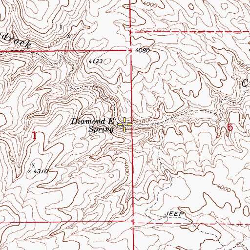 Topographic Map of Diamond E Spring, AZ