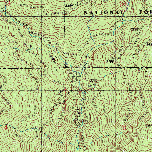 Topographic Map of West Fork Cedar Creek, ID