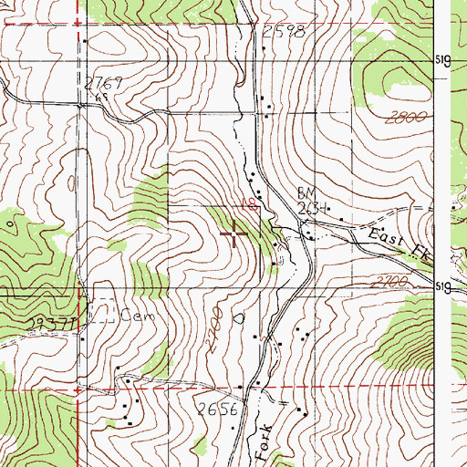 Topographic Map of West Fork Rock Creek, ID