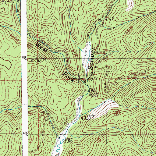 Topographic Map of West Fork Scriver Creek, ID