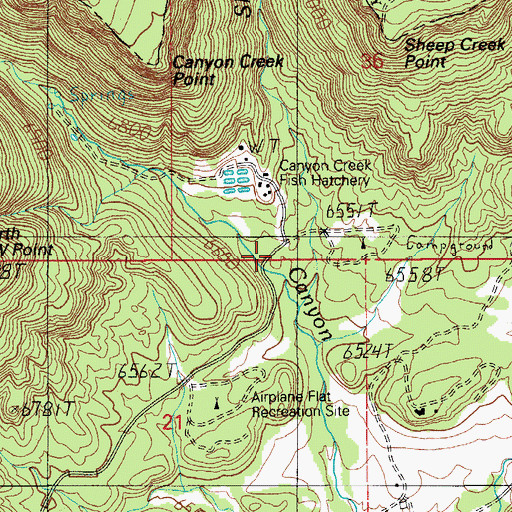 Topographic Map of Upper Canyon Creek Campground, AZ