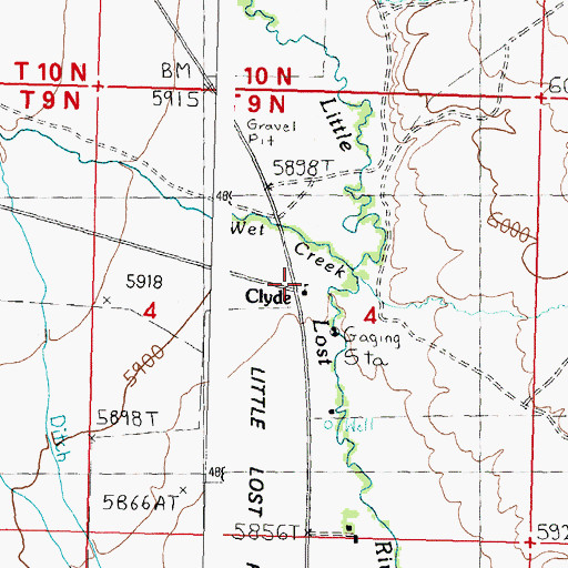 Topographic Map of Wet Creek, ID
