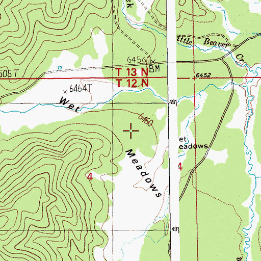 Topographic Map of Wet Meadows, ID