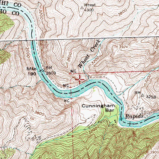 Topographic Map of Wheat Creek, ID