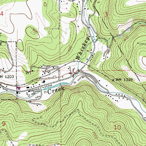 Topographic Map of Whiskey Creek, ID