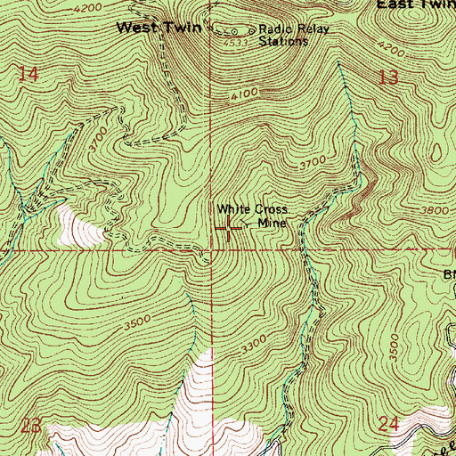 Topographic Map of White Cross Mine, ID