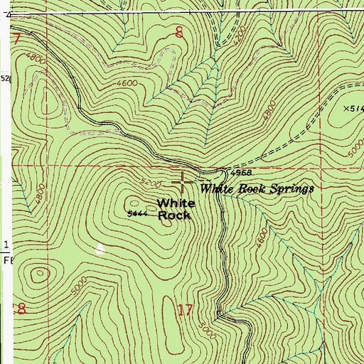 Topographic Map of White Rock Springs, ID