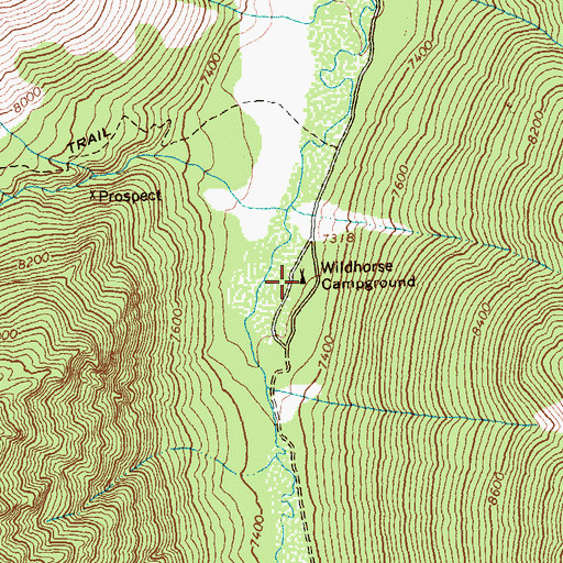 Topographic Map of Wildhorse Campground, ID