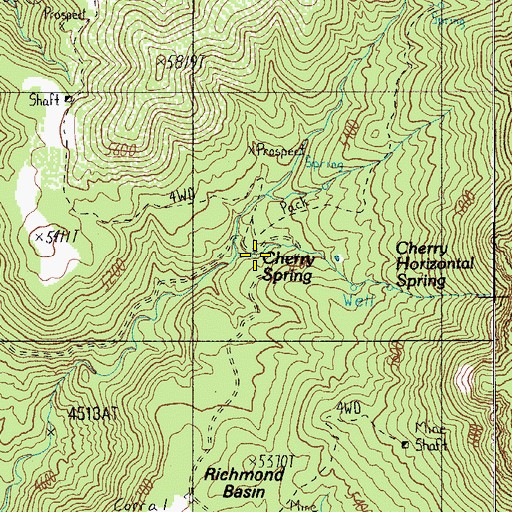Topographic Map of Cherry Spring, AZ