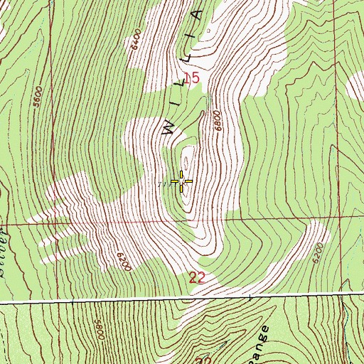 Topographic Map of Williams Range, ID