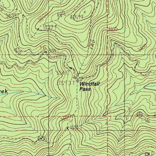 Topographic Map of Windfall Pass, ID