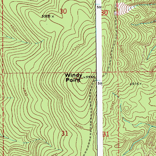 Topographic Map of Windy Point, ID