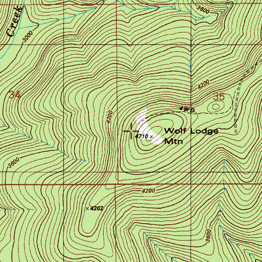 Topographic Map of Wolf Lodge Mountain, ID