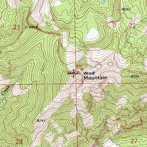 Topographic Map of Wolf Mountain, ID
