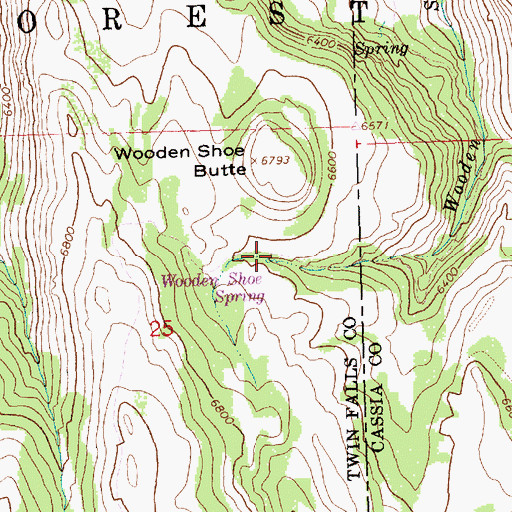 Topographic Map of Wooden Shoe Spring, ID