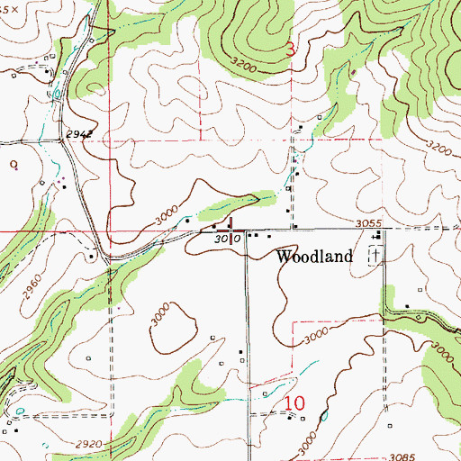 Topographic Map of Woodland, ID