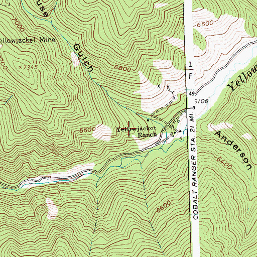 Topographic Map of Yellowjacket Ranch, ID