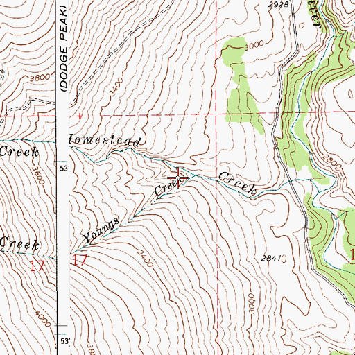 Topographic Map of Youngs Creek, ID