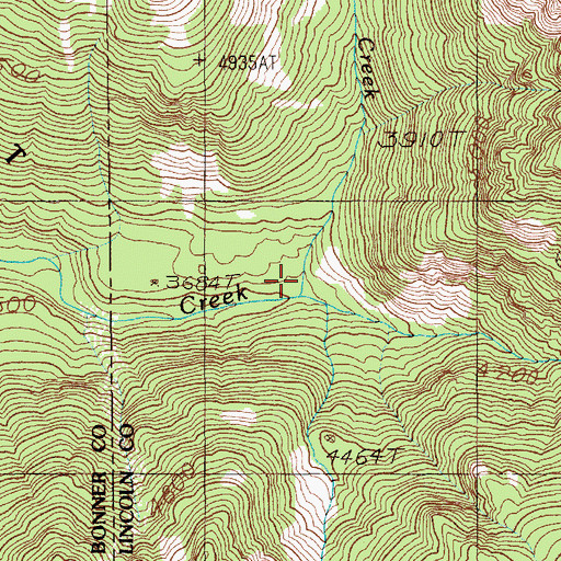 Topographic Map of Thunder Creek, ID