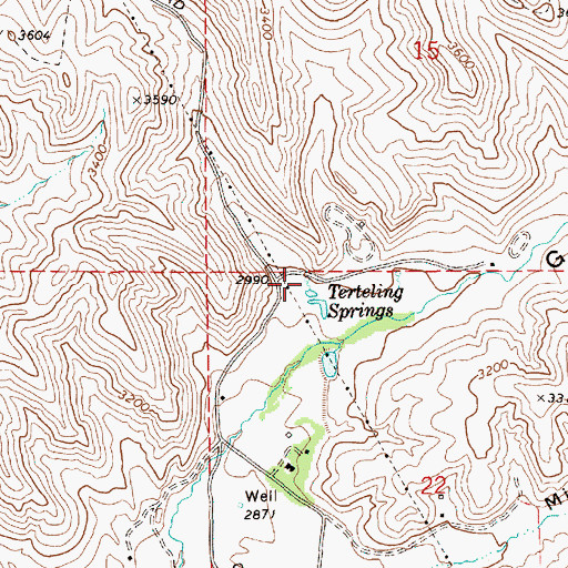 Topographic Map of Terteling Springs, ID