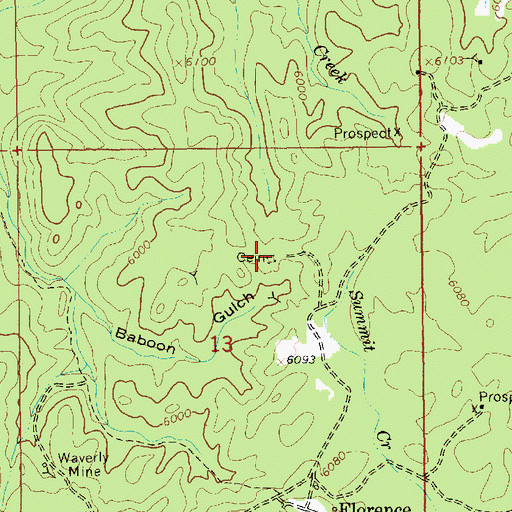 Topographic Map of Florence Cemetery, ID