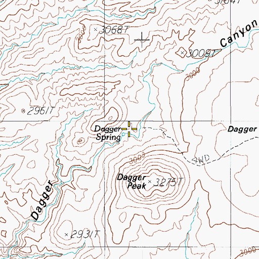 Topographic Map of Dagger Spring, AZ