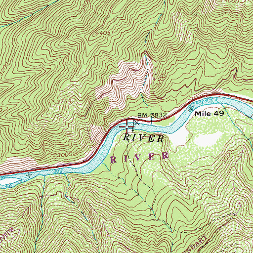 Topographic Map of Mocus Point Rock Bridge, ID
