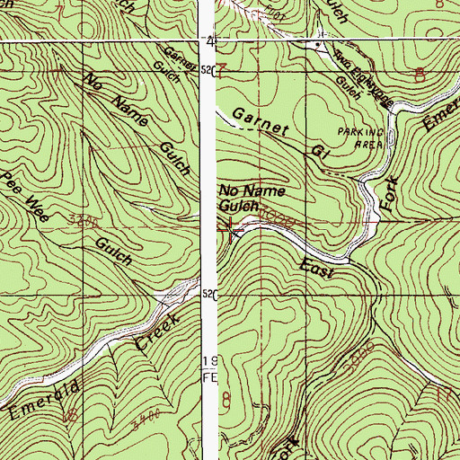 Topographic Map of Emerald Creek Garnet Area, ID