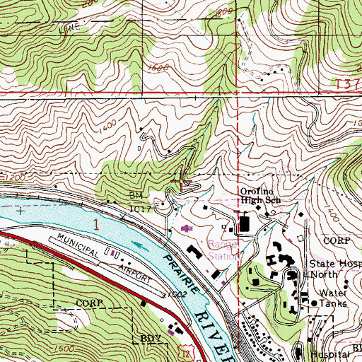 Topographic Map of Canyon and Kelly Creek Ranger Station, ID