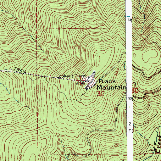 Topographic Map of Black Mountain Lookout, ID