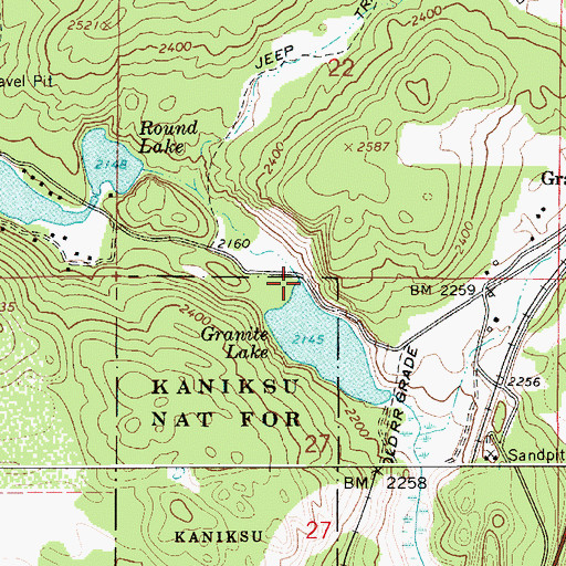 Topographic Map of Granite Lake Access, ID