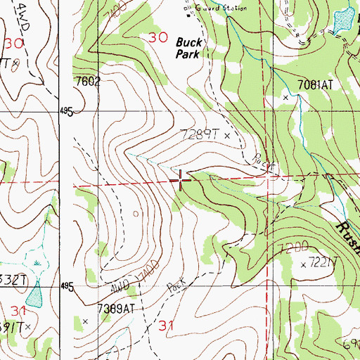 Topographic Map of Buck park Guard Station, ID