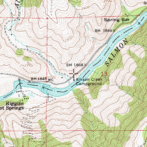 Topographic Map of Allison Creek Picnic Area, ID