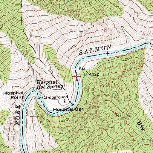 Topographic Map of Horsetail Campsite, ID