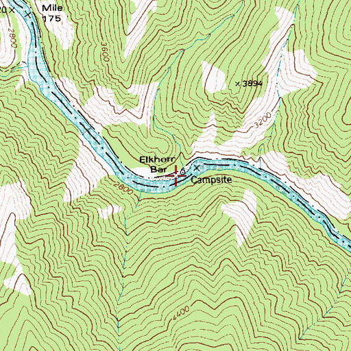 Topographic Map of Elkhorn Bar Campground, ID