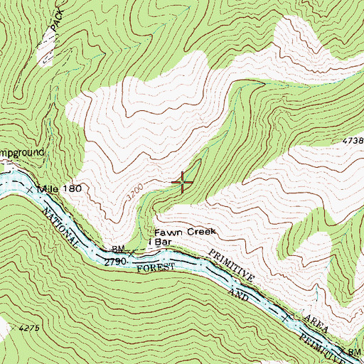 Topographic Map of Lantz Bar Forest Service Facility, ID
