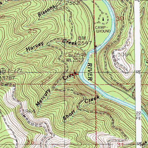 Topographic Map of Mercury Creek, ID