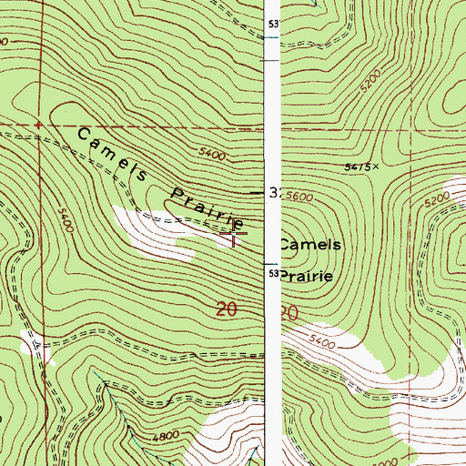 Topographic Map of Camels Prairie Lookout Tower, ID