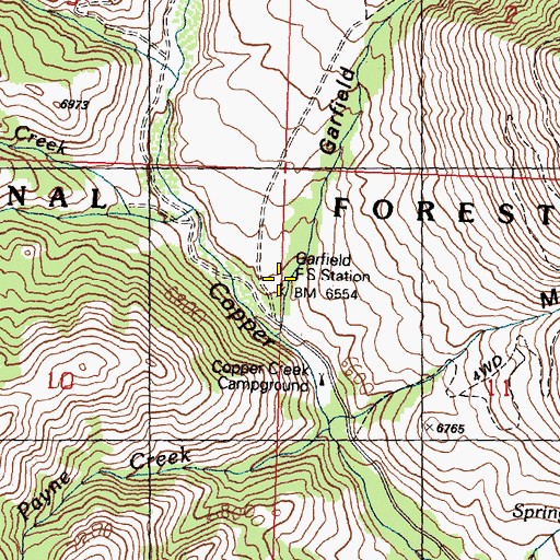 Topographic Map of Garfield Forest Service Station, ID