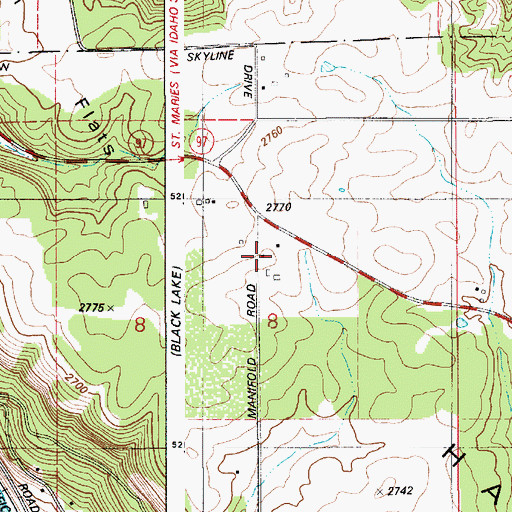 Topographic Map of Lacon, ID