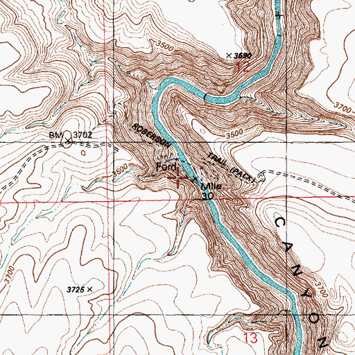 Topographic Map of Roberson Trail, ID