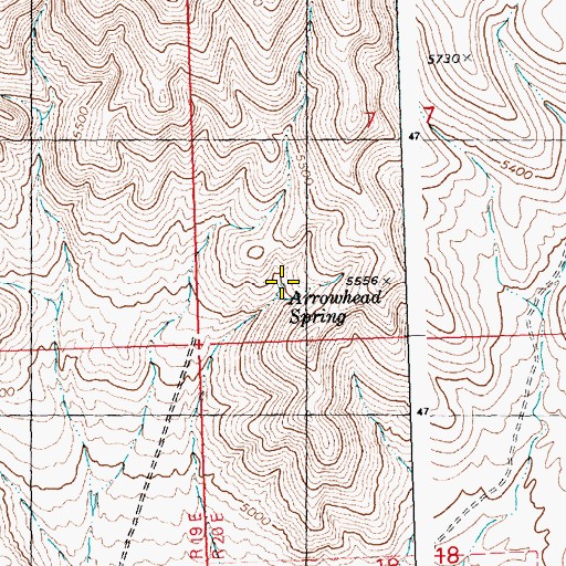 Topographic Map of Arrowhead Spring, ID